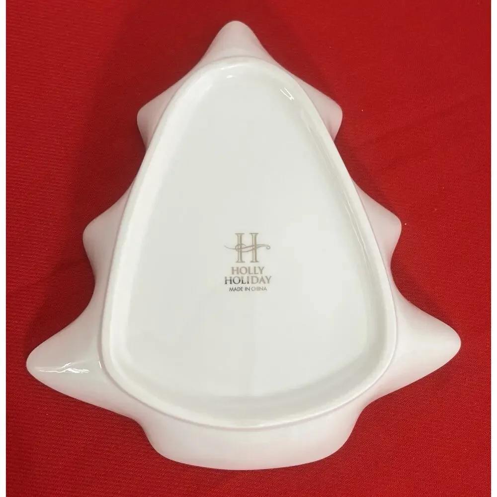Home for the Holidays  Tree‎ Candy Dish Ivory w/ Gold  Christmas Tree Shape 2003